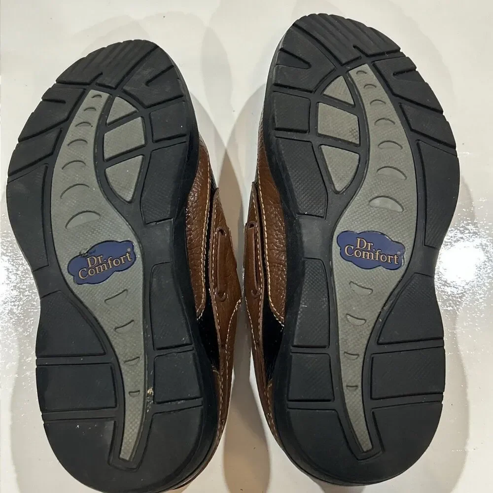 Dr Comfort Shoes 9 Wide Mike Casual Loafer Brown & Black Leather Diabetic Ortho